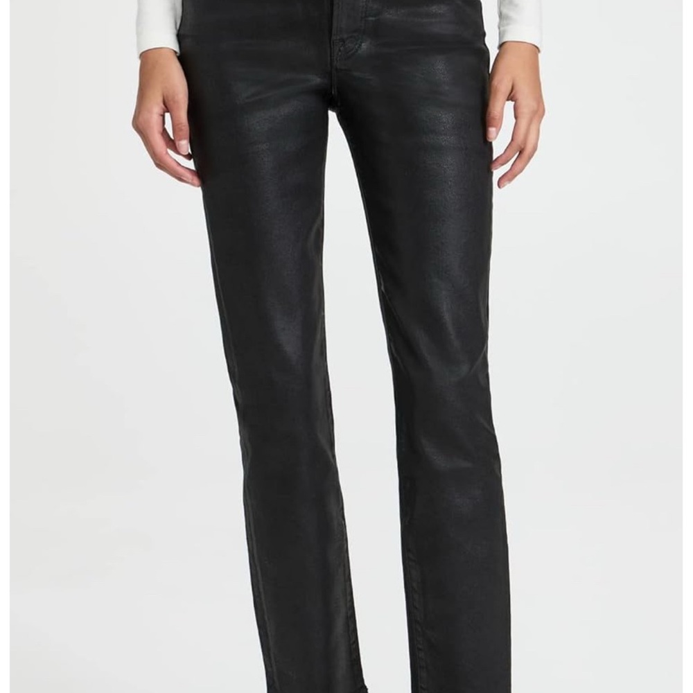 Women's Good American Black Coated Straight Leg Jeans